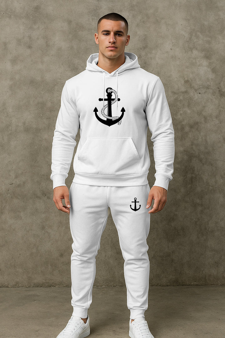 Herren Hoodie- und Jogginghose-Set mit maritimem Ankerdesign Aliams