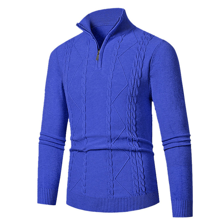 Herren Strickpullover mit Halb-Zip und strukturiertem Muster Aliams