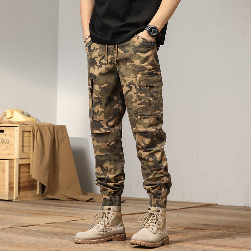 Herren Cargohose im urbanen Camouflage-Design mit vielseitigen Taschen und elastischen Bündchen Aliams
