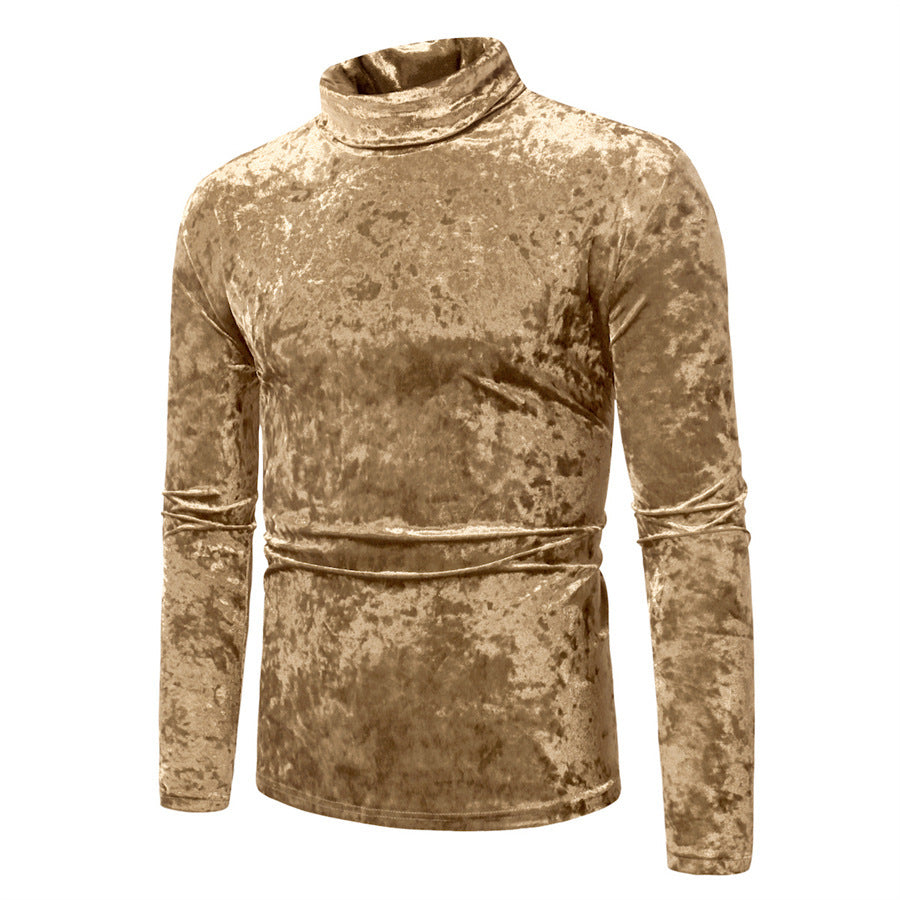 Herren eleganter Rollkragenpullover aus Samt Aliams