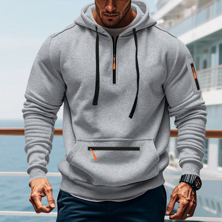 Herren sportlicher Hoodie mit praktischen Reißverschlusstaschen und verstellbarem Kapuzenzug Aliams