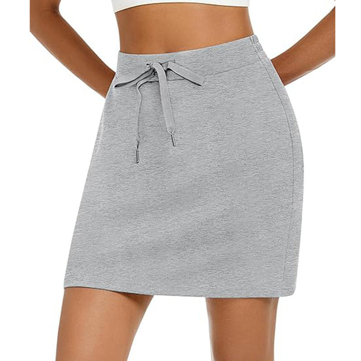 Damen Sportlicher Minirock mit Verstellbarem Kordelzug und Seitlichen Taschen Aliams