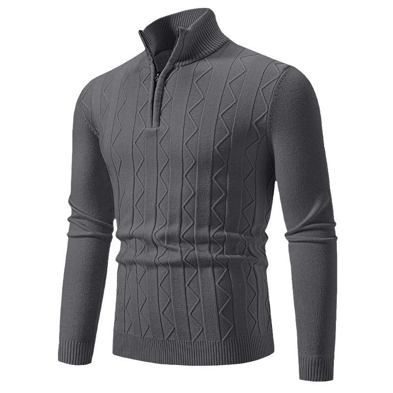 Herren eleganter Rollkragenpullover mit Zopfmuster und hohem Kragen Aliams