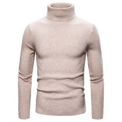 Herren Ripp-Strickpullover mit hohem Kragen und körpernahem Schnitt Aliams
