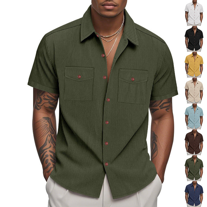 Herren elegantes Kurzarmhemd mit strukturiertem Design und praktischen Brusttaschen Aliams