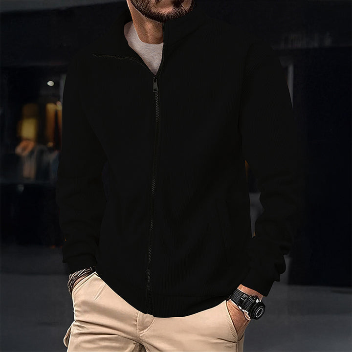 Herren Stylische Jacke mit Reißverschluss und hohem Kragen Aliams
