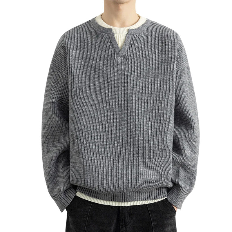 Herren Strickpullover mit V-Ausschnitt und strukturiertem Design Aliams