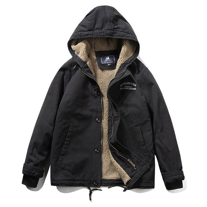 Herren warme Fleecejacke mit Kapuze und isolierendem Innenfutter Aliams