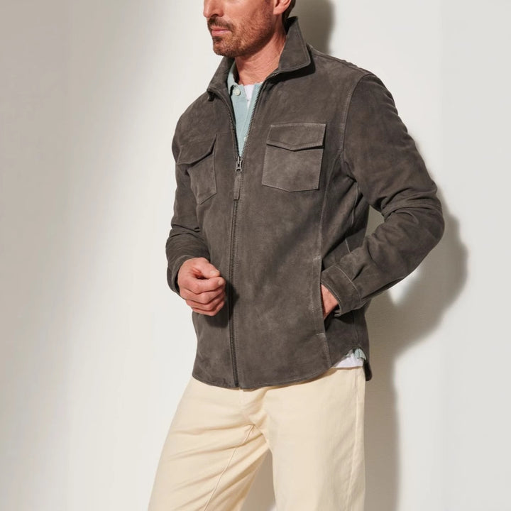 Herren elegante Wildlederjacke mit praktischen Brusttaschen Aliams