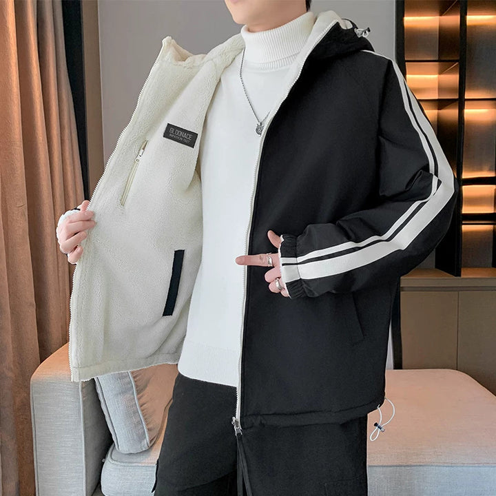 Herren isolierte Outdoor-Jacke mit abnehmbarer Kapuze und weicher Innenschicht Aliams