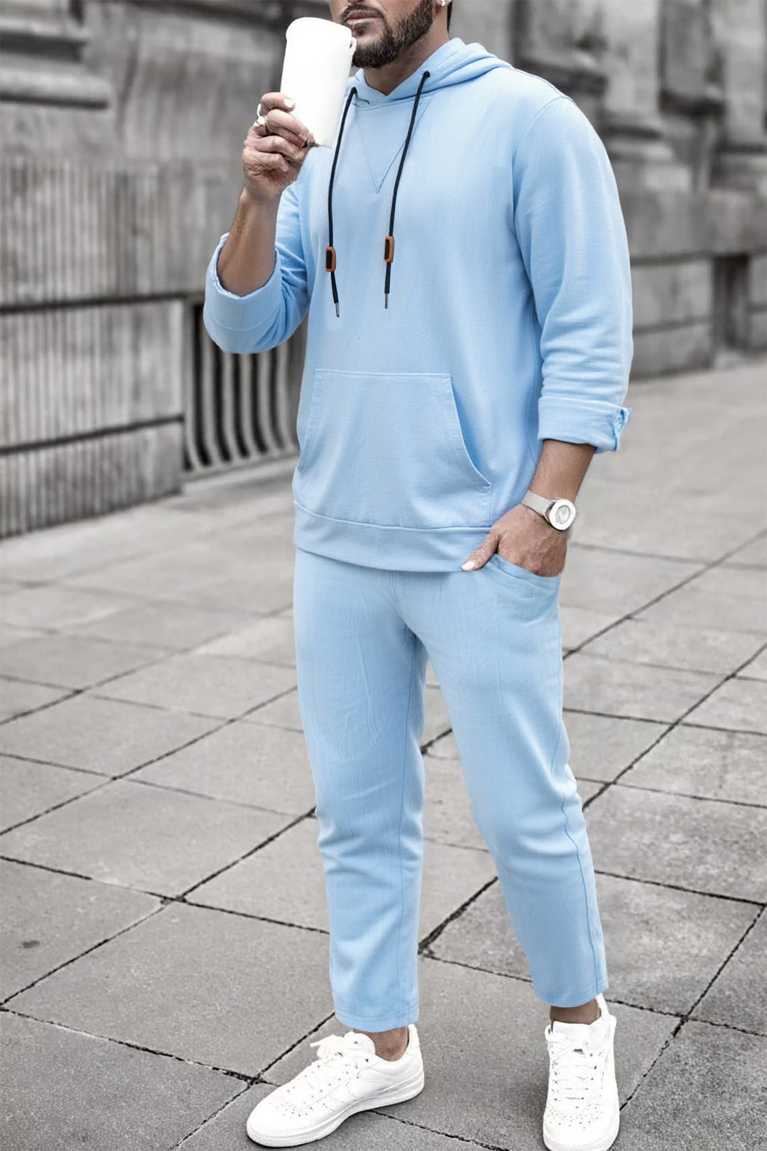 Herren Freizeit Hoodie und Jogginghose Set Aliams