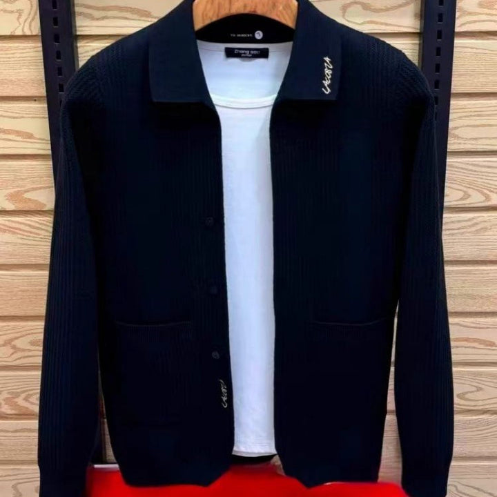 Herren elegante Strickjacke mit praktischen Taschen und stylischem Schnitt Aliams