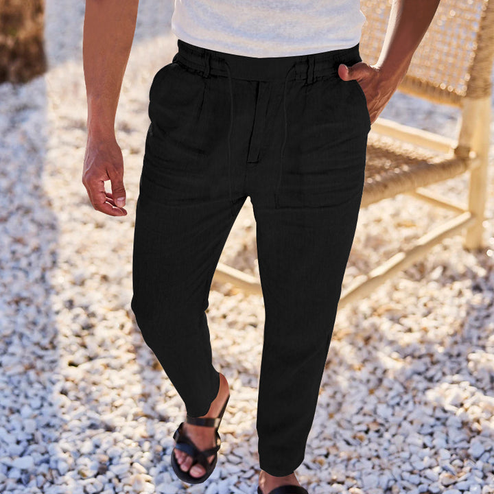 Herren bequeme Chino-Hose mit elastischem Bund und praktischen Taschen Aliams