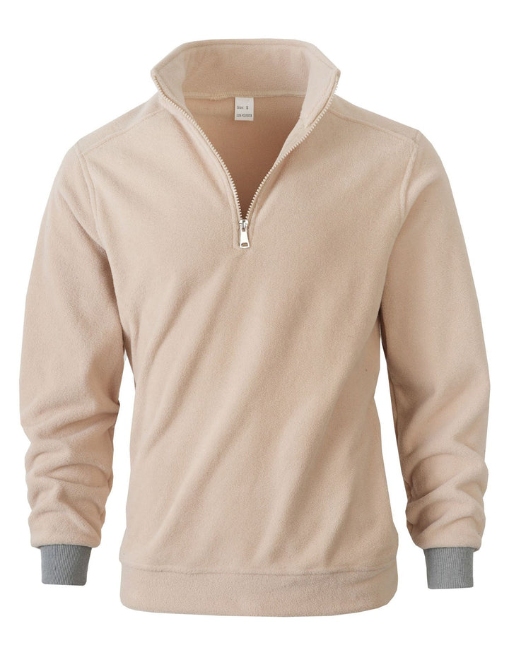 Herren Fleece Pullover mit halbem Reißverschluss und elastischen Bündchen Aliams