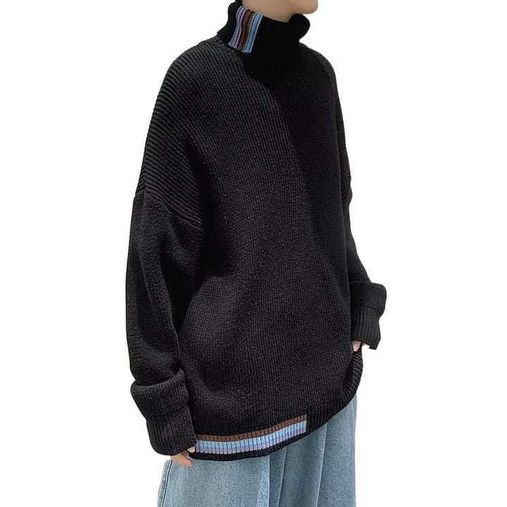 Herren Strickpullover mit hohem Kragen und modernen Rippendetails Aliams