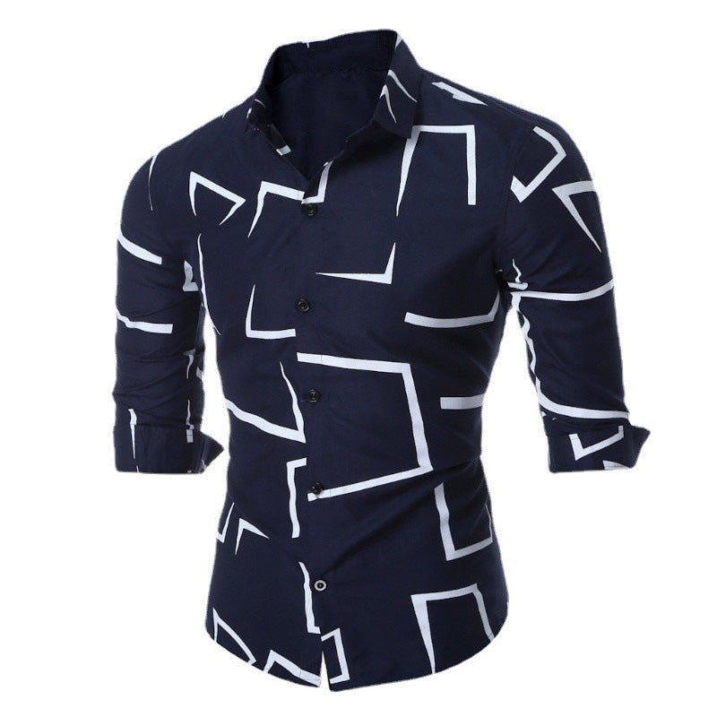 Herren Hemd mit modernem geometrischem Muster und tailliertem Schnitt Aliams