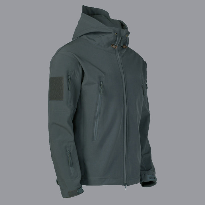 Herren technische Softshell-Jacke mit multifunktionalen Taschen und verstellbarem Kapuzensystem Aliams
