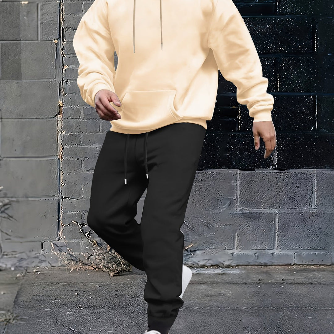 Herren Sportiver Kapuzenanzug mit verstellbarem Bund und seitlichen Taschen Aliams