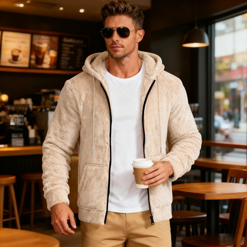 Herren Flauschige Kapuzenjacke Aliams
