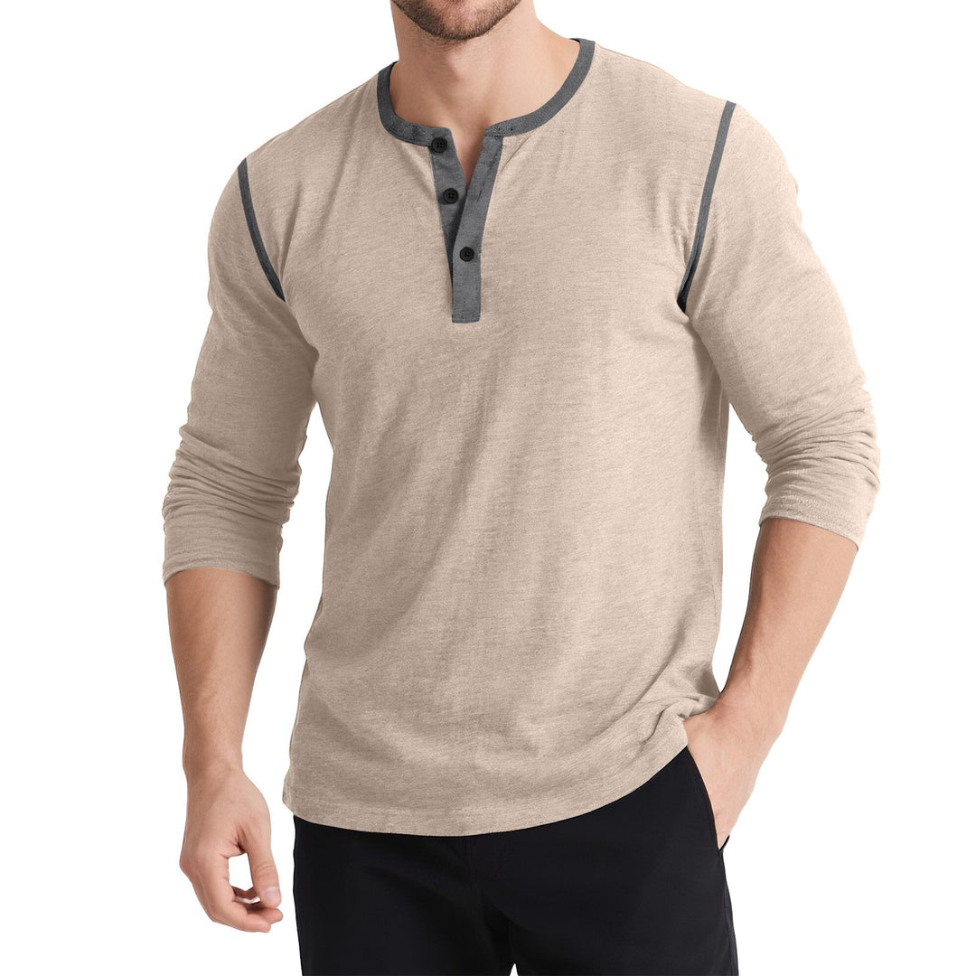 Herren sportliches Longsleeve Oberteil mit Knopfleiste Aliams