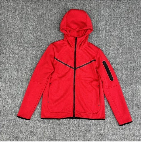 Herren sportliche Fleecejacke mit verstellbarem Kapuzenkragen und funktionalen Reißverschlusstaschen Aliams