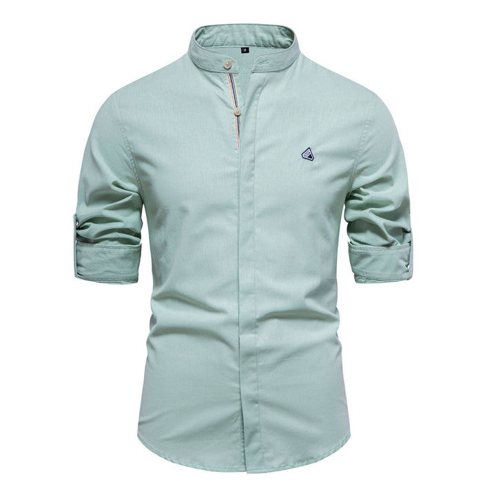 Herren Hemd mit modernem Stehkragen und feiner Struktur Aliams