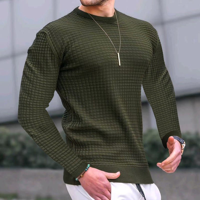 Herren strukturiertes Langarmshirt mit Rundhalsausschnitt Aliams