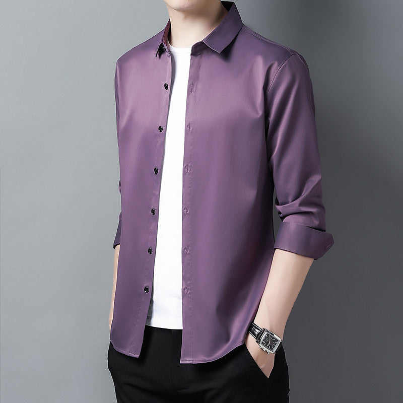 Herren Elegantes Langarmhemd aus hochwertigem Satin Aliams