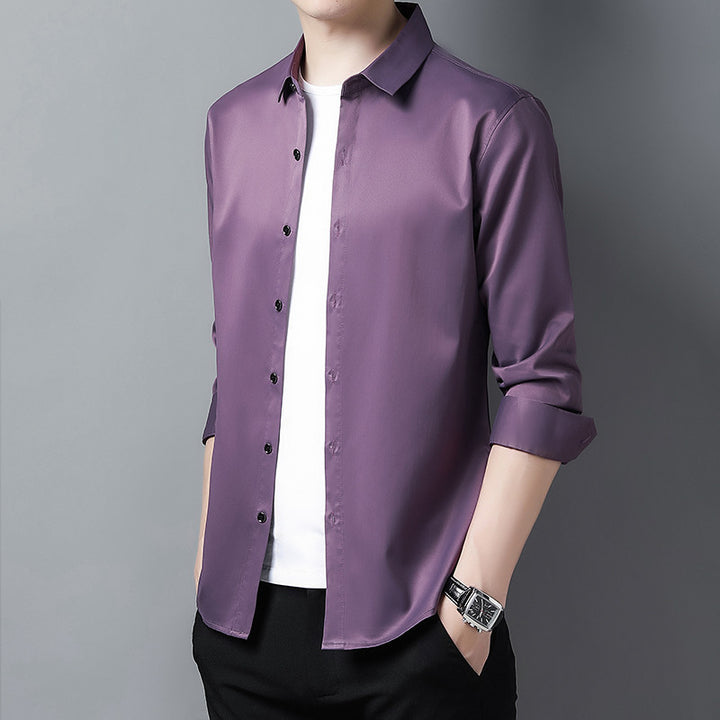 Herren Elegantes Langarmhemd aus hochwertigem Satin Aliams