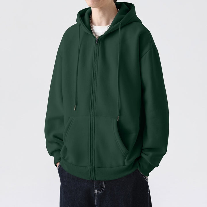 Herren Kapuzensweatjacke mit durchgehendem Reißverschluss und legerer Passform Aliams