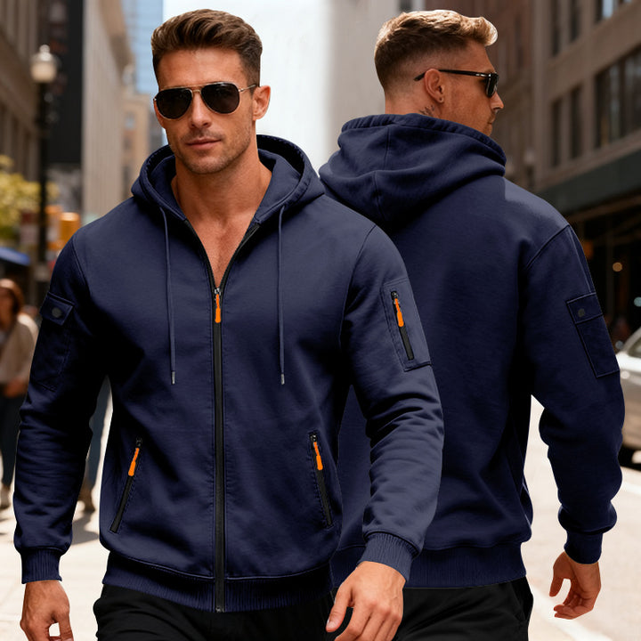 Herren funktionale Kapuzenjacke mit innovativem Reißverschluss Aliams