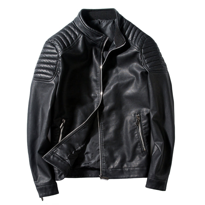 Herren Kunstlederjacke im modernen Racing-Stil mit strukturierten Schulterpartien Aliams