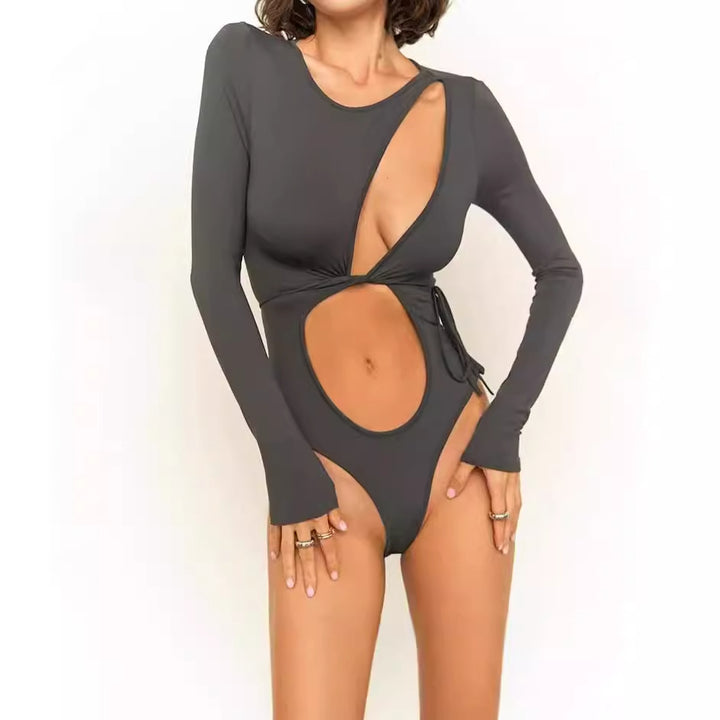 Damen Einteiliger Badeanzug mit innovativem Cut-Out und langem Arm Aliams