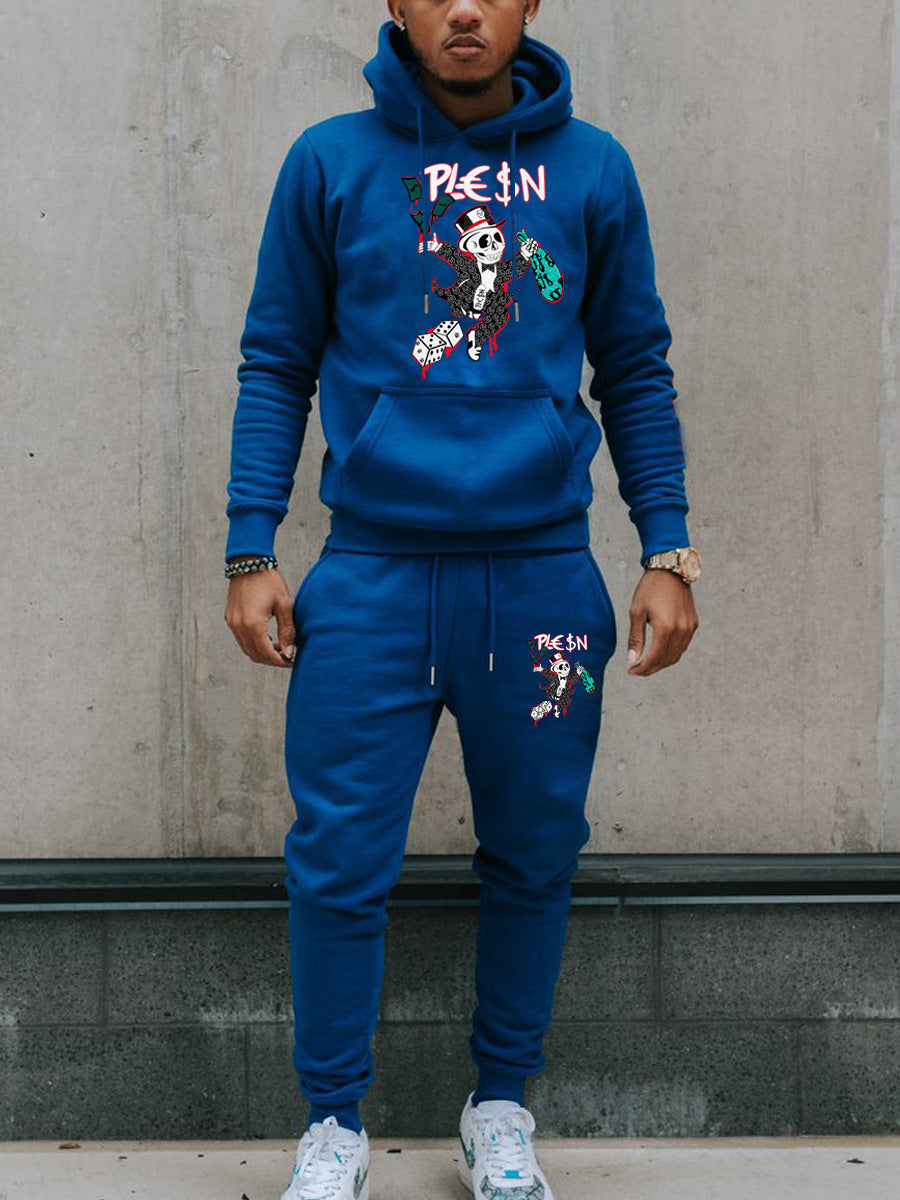 Herren Jogginganzug mit auffälligem Grafikdesign und praktischem Kängurutaschen Aliams