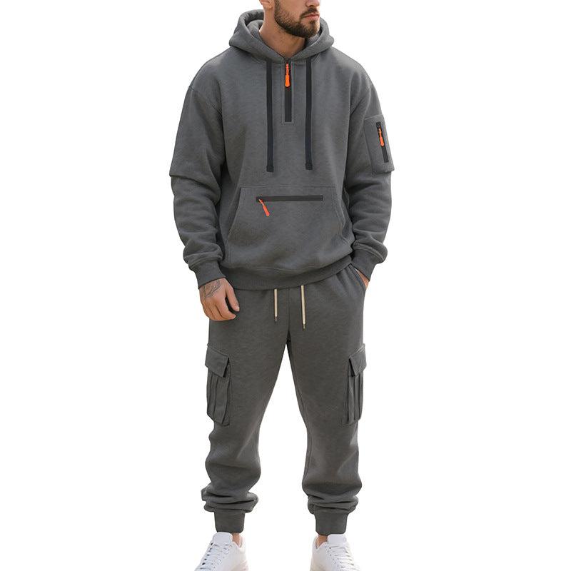 Herren Sportliches Cargo-Set mit Kapuzenpullover und praktischen Taschen Aliams