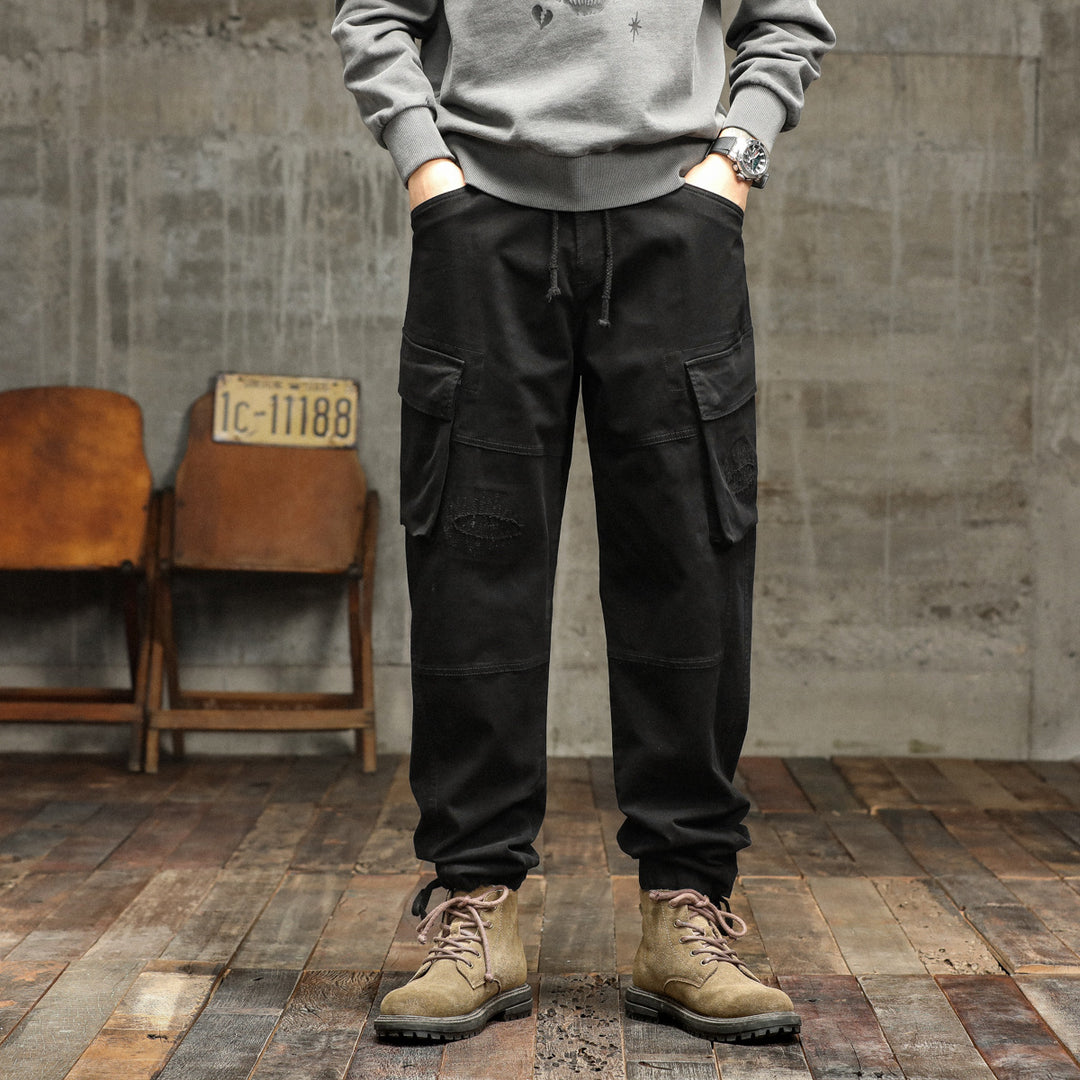 Herren Cargo-Hose mit verstellbarem Bund und multifunktionalen Taschen Aliams