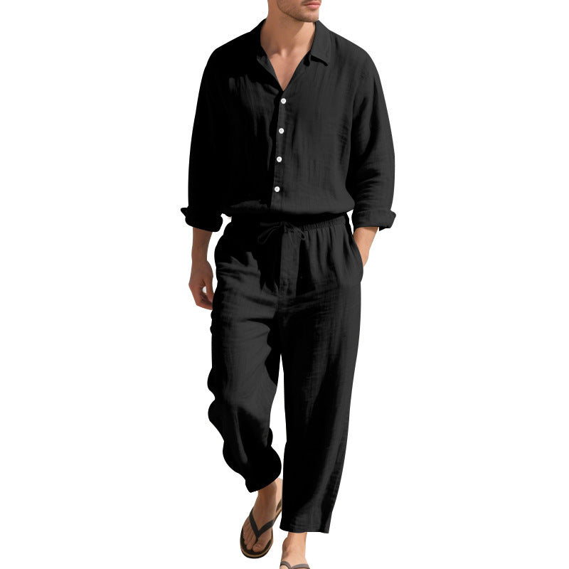 Herren Casual Freizeitanzug mit Oberteil und elastischer Hose Aliams