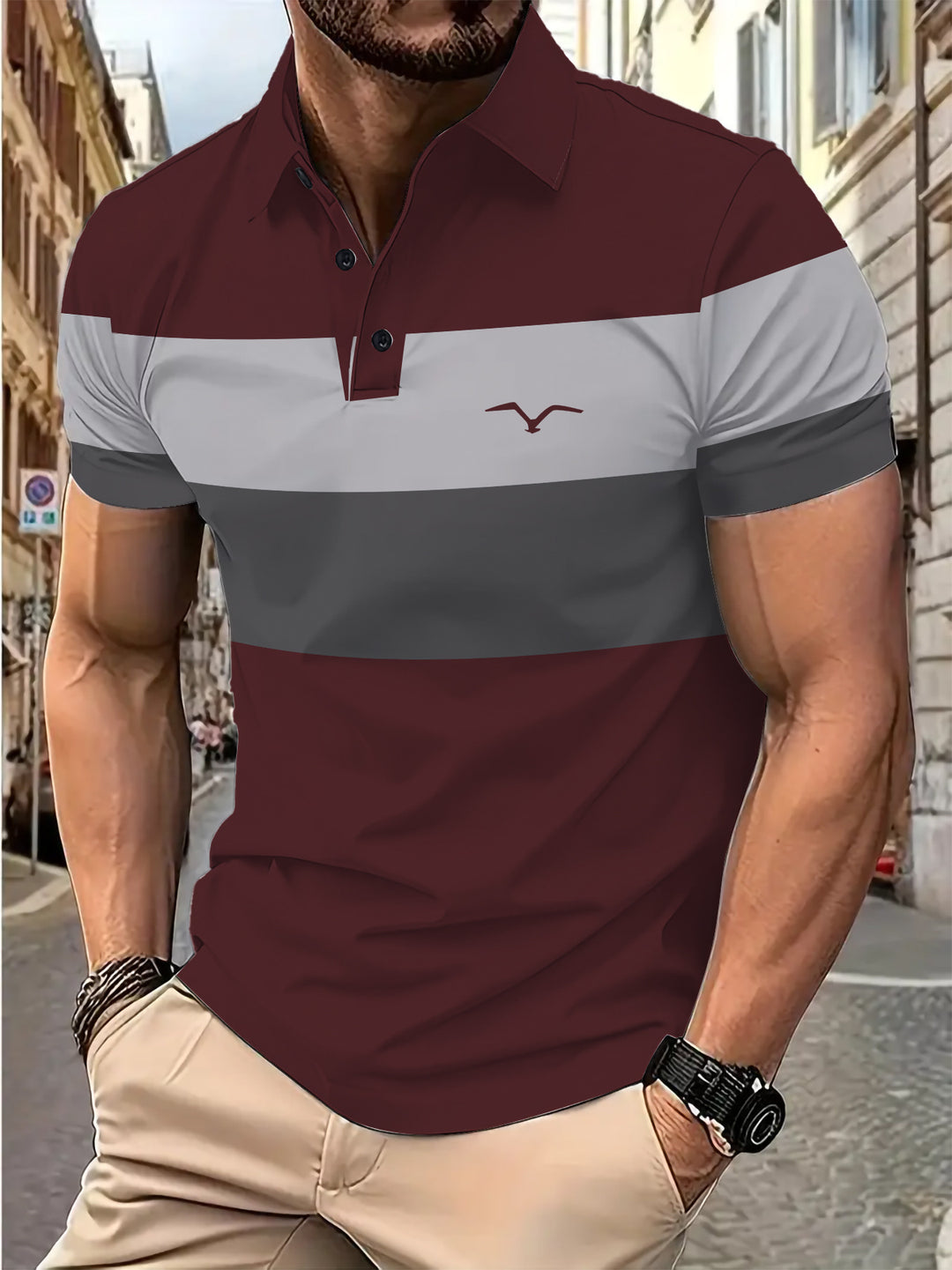 Herren Kurzarm Poloshirt mit markantem Farbdesign Aliams