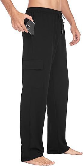 Herren bequeme Cargo-Hose mit elastischem Bund und seitlichen Taschen Aliams