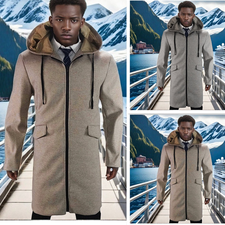 Herren eleganter Parka mit Kapuze und praktischen Taschen Aliams
