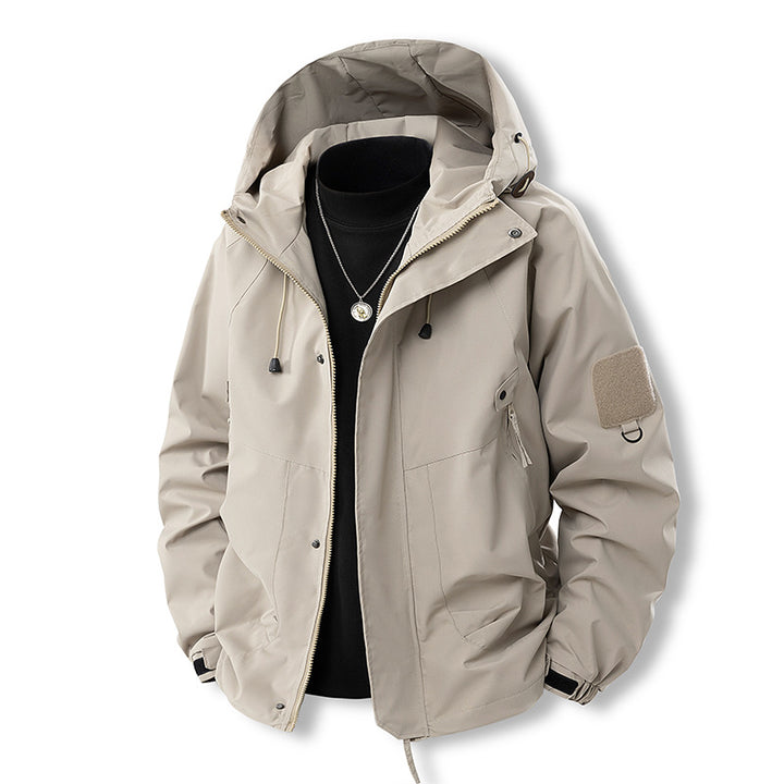 Herren funktionale Outdoor-Jacke mit verstellbarer Kapuze und praktischen Taschen Aliams