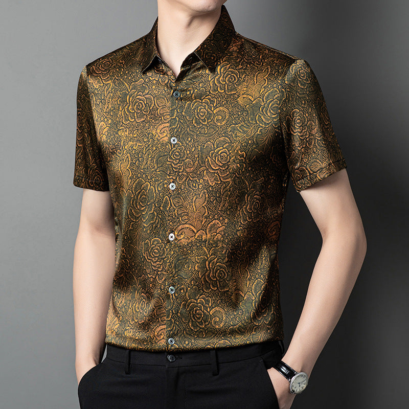 Herren Kurzarmhemd im floralen Design Aliams