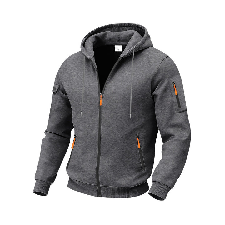 Herren sportlicher Hoodie mit funktionalen Reißverschlusstaschen Aliams