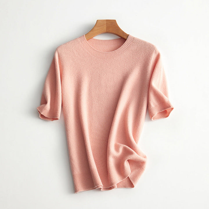 Damen Kurzarm Cashmere-Mix Pullover Aliams