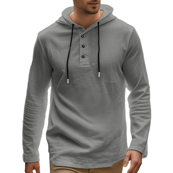 Herren Kapuzenpullover mit Knopfleiste und atmungsaktivem Material Aliams