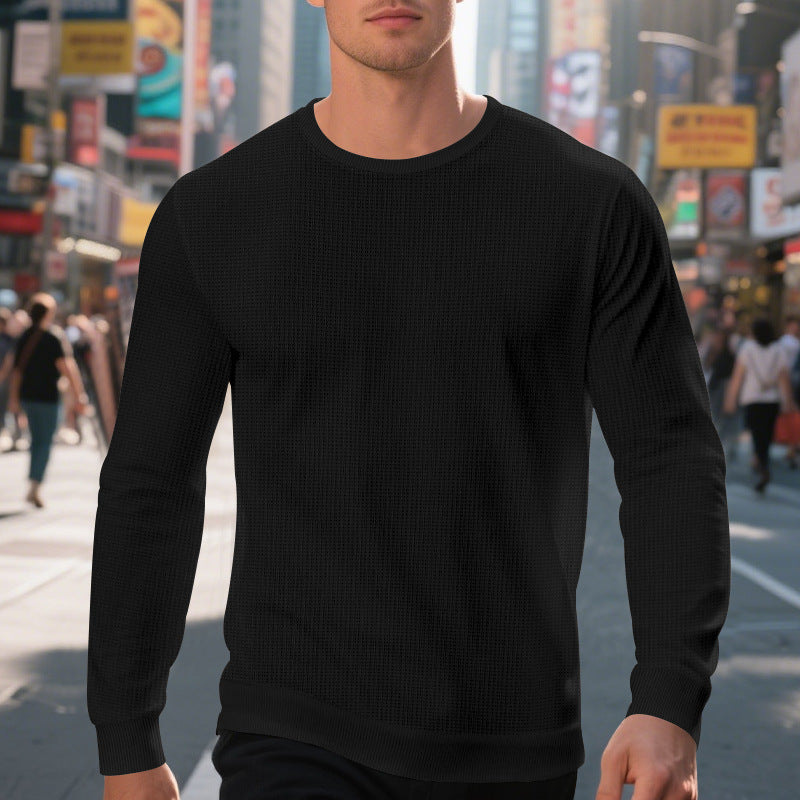 Herren komfortabler Langarmpullover aus atmungsaktivem Material und modernem Strukturdesign Aliams