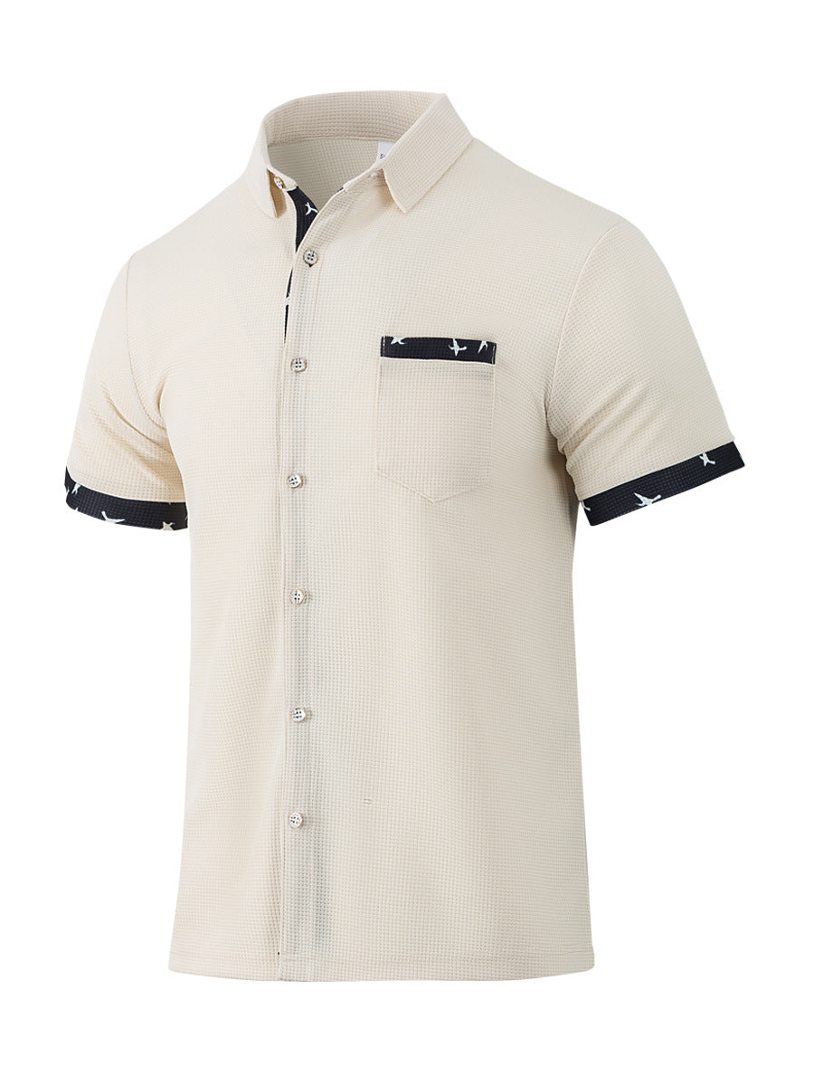 Herren Kurzarm-Hemd mit strukturiertem Gewebe und modischen Akzenten Aliams