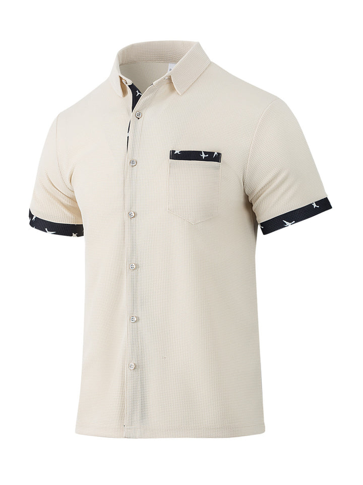 Herren Kurzarm-Hemd mit strukturiertem Gewebe und modischen Akzenten Aliams