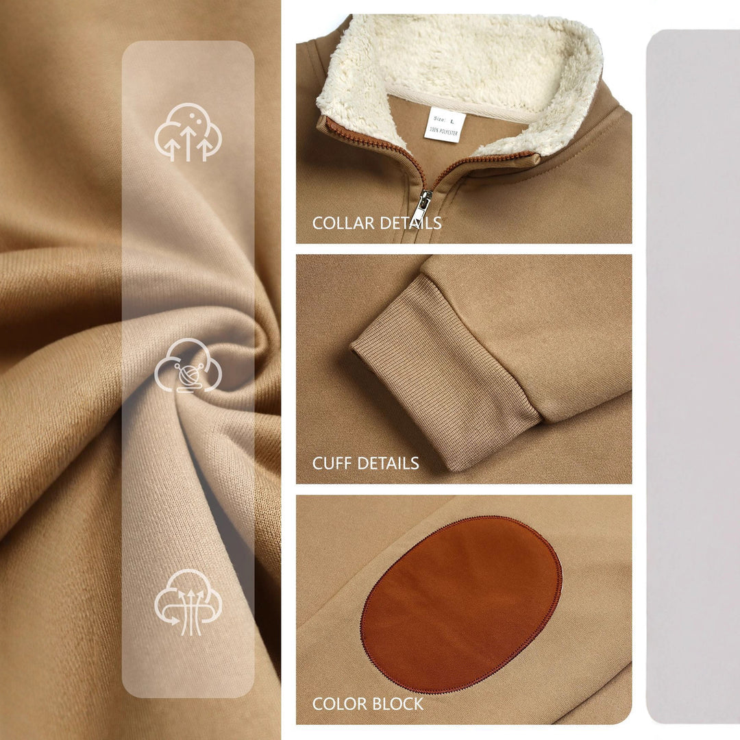 Herren Kapuzenpullover mit halbem Reißverschluss und weichem Fleecefutter Aliams