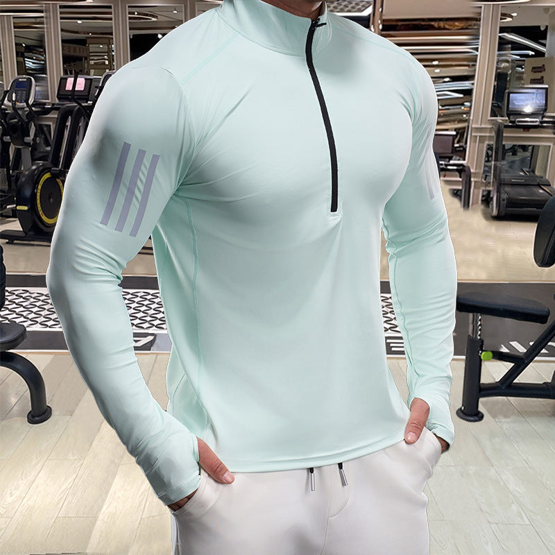 Herren Atmungsaktives Fitness-Oberteil mit kurzem Reißverschluss Aliams
